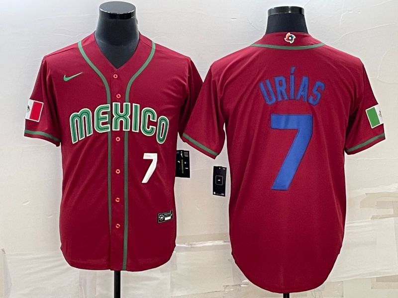 Men 2023 World Cub Mexico #7 Urias Red Nike MLB Jersey36